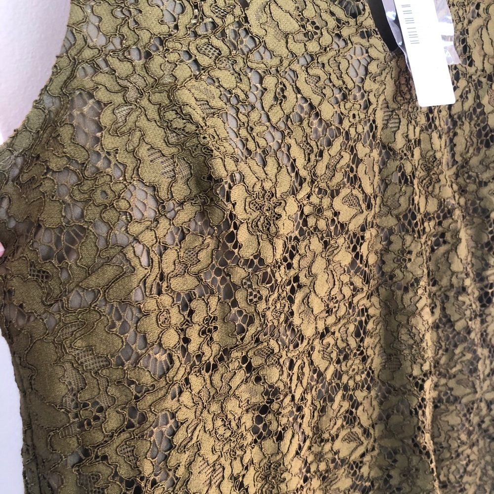 J. Crew Lace Ruffle-Neck Top in Burnished Moss NWT - Picture 6 of 16